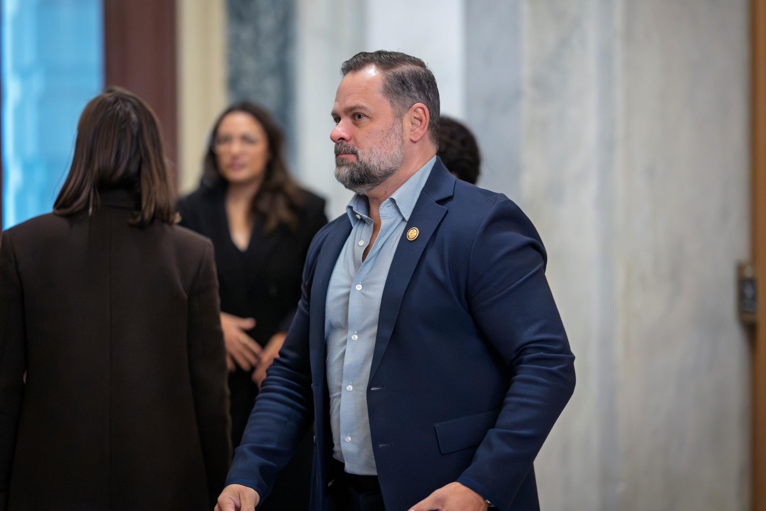 Rep. Cory Mills, R-Fla., arrives for the final votes of the week, at the Capitol in Washington, Friday, Dec. 12, 2025. (AP Photo/J. Scott Applewhite)