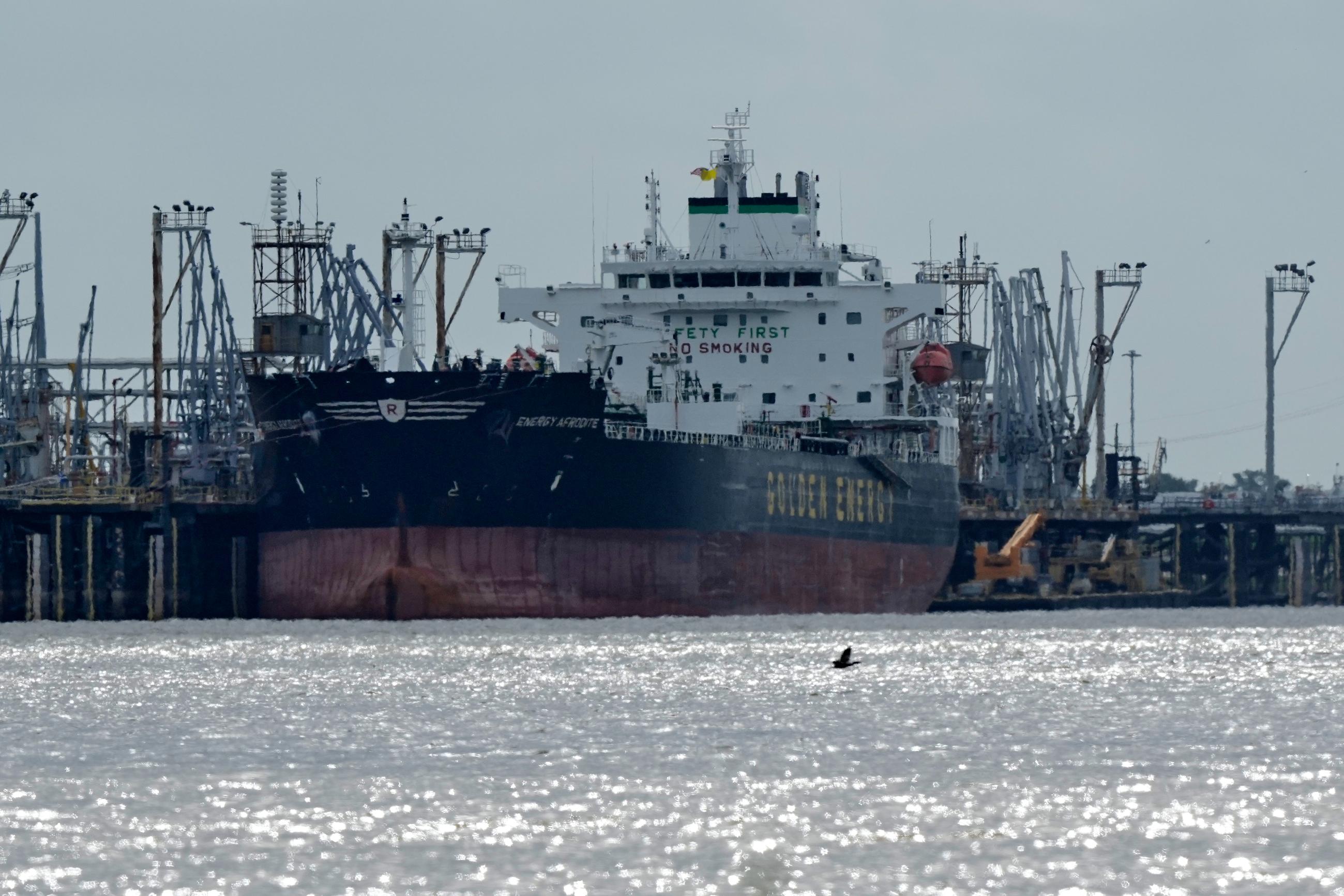 An oil/chemical tanker is moored at the Norco Refining Company in Norco, La., on April 2. (AP Photo/Gerald Herbert)