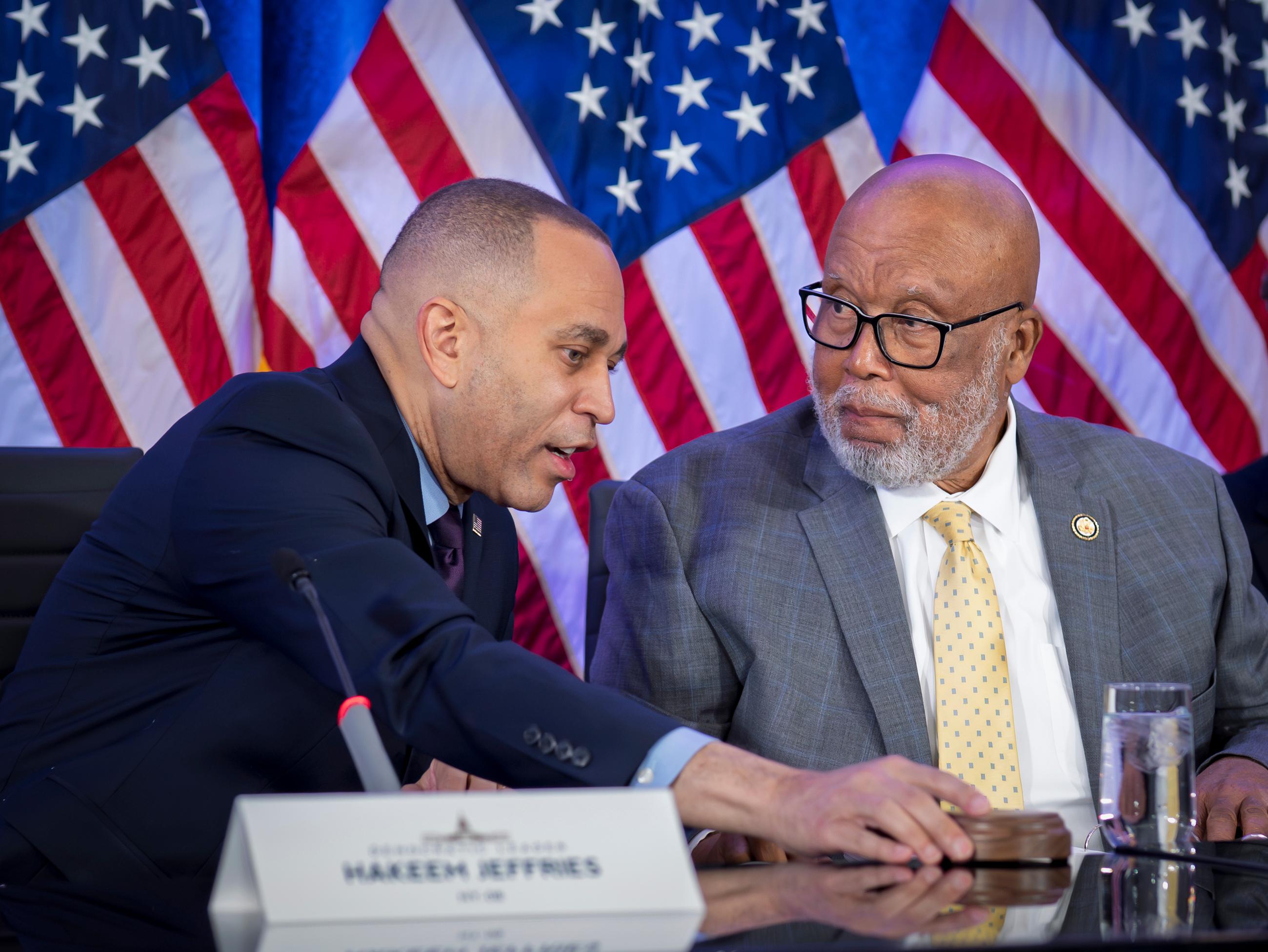 House Minority Leader Hakeem Jeffries and Rep. Bennie Thompson (AP Photo/J. Scott Applewhite)