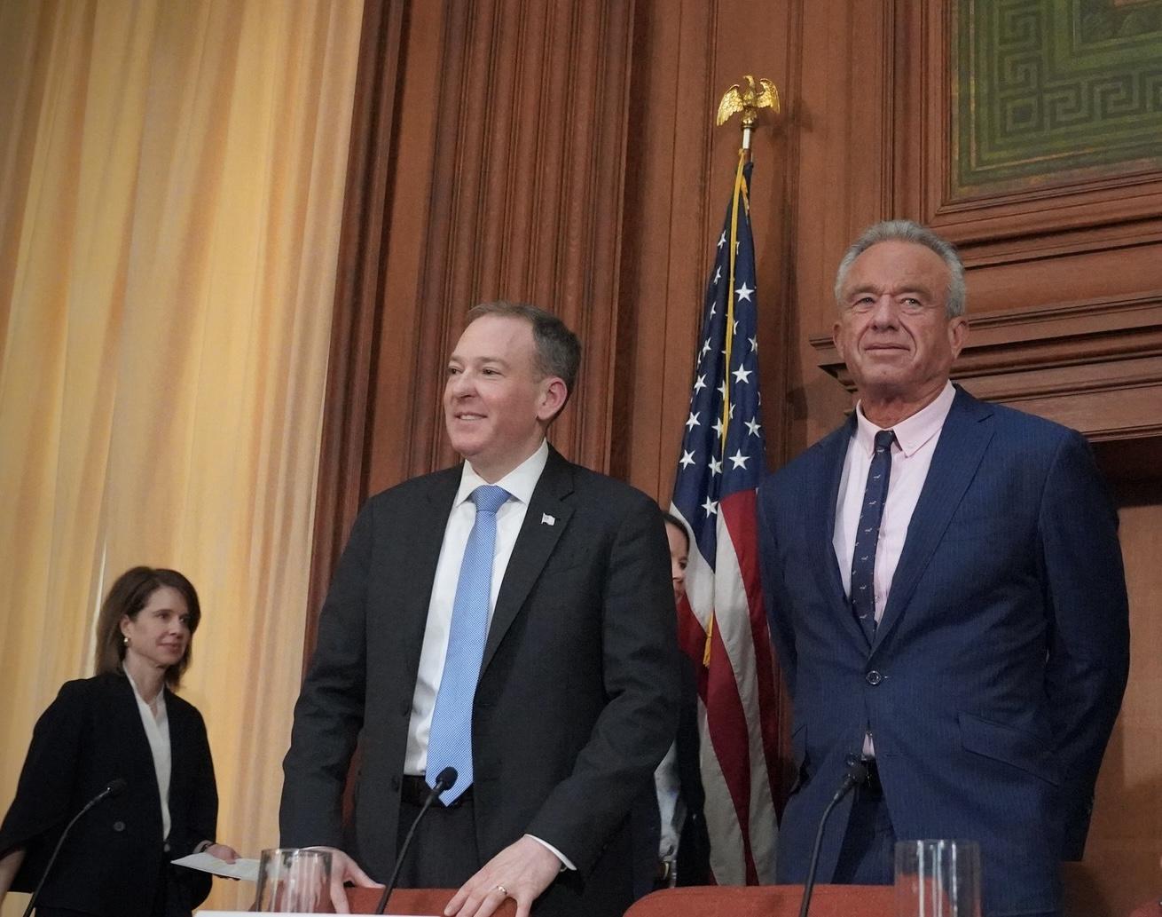 Environmental Protection Agency Administrator Lee Zeldin and Health and Human Services Secretary Robert F. Kennedy Jr. at an event in April