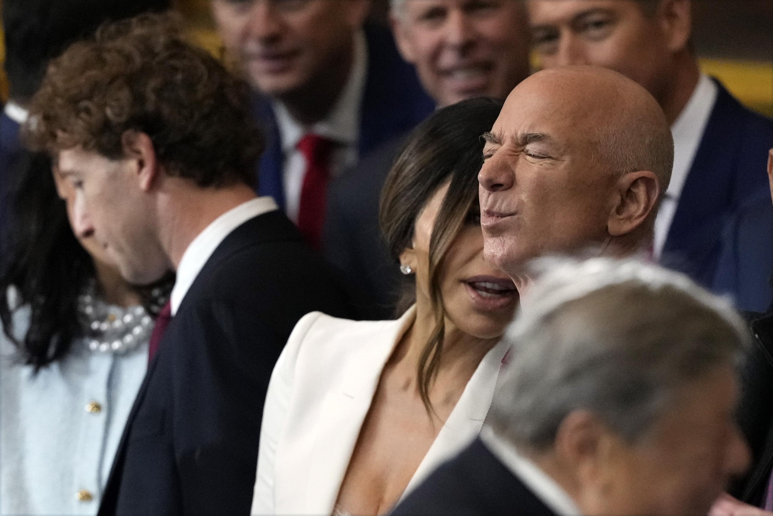 Jeff Bezos at the Presidential Inauguration in the Rotunda of the Capitol on Jan. 20, 2025 (AP Photo/Julia Demaree Nikhinson, Pool)