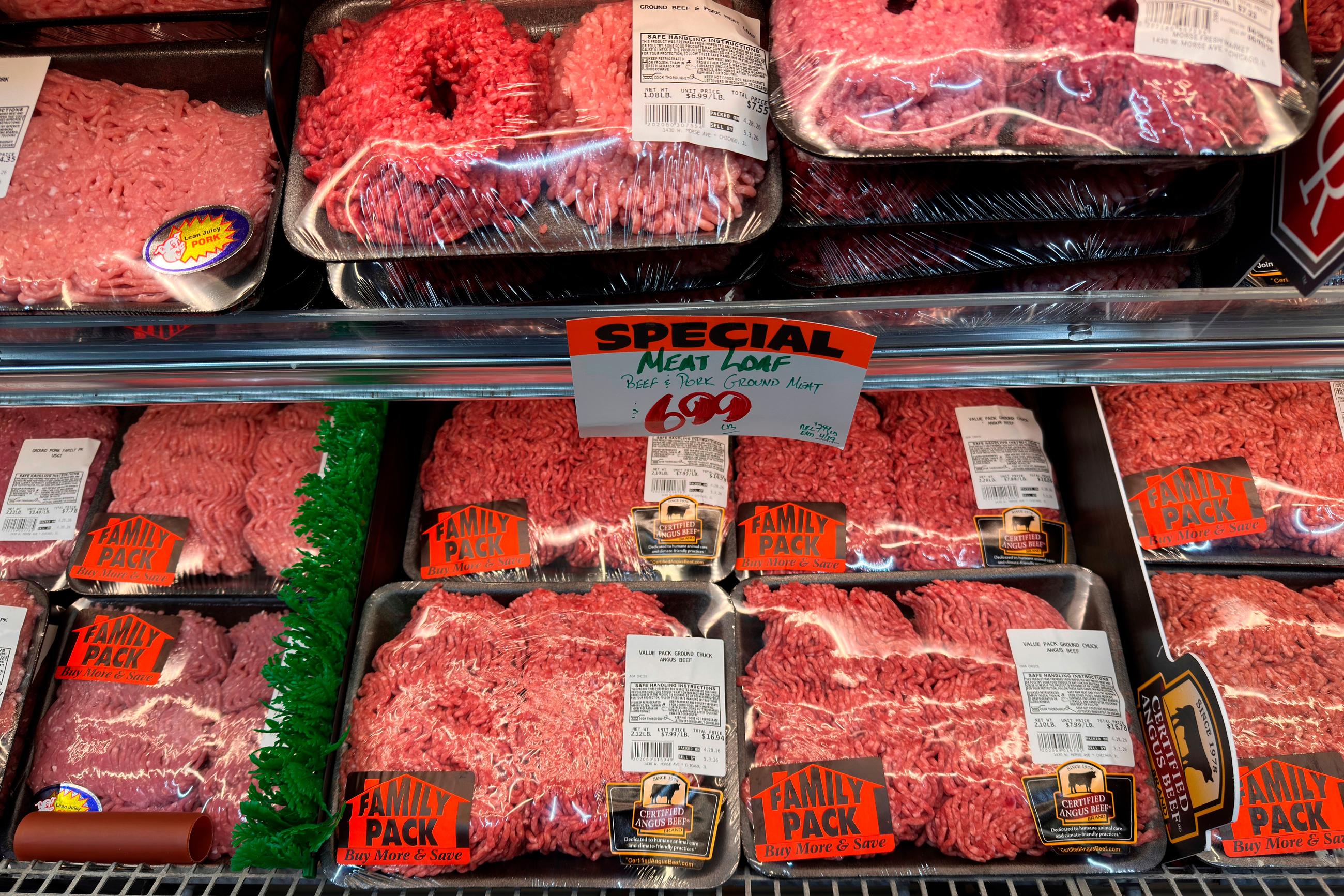 Beef is displayed for sale at a grocery store in Chicago in April. (AP Photo/Erin Hooley, File)
