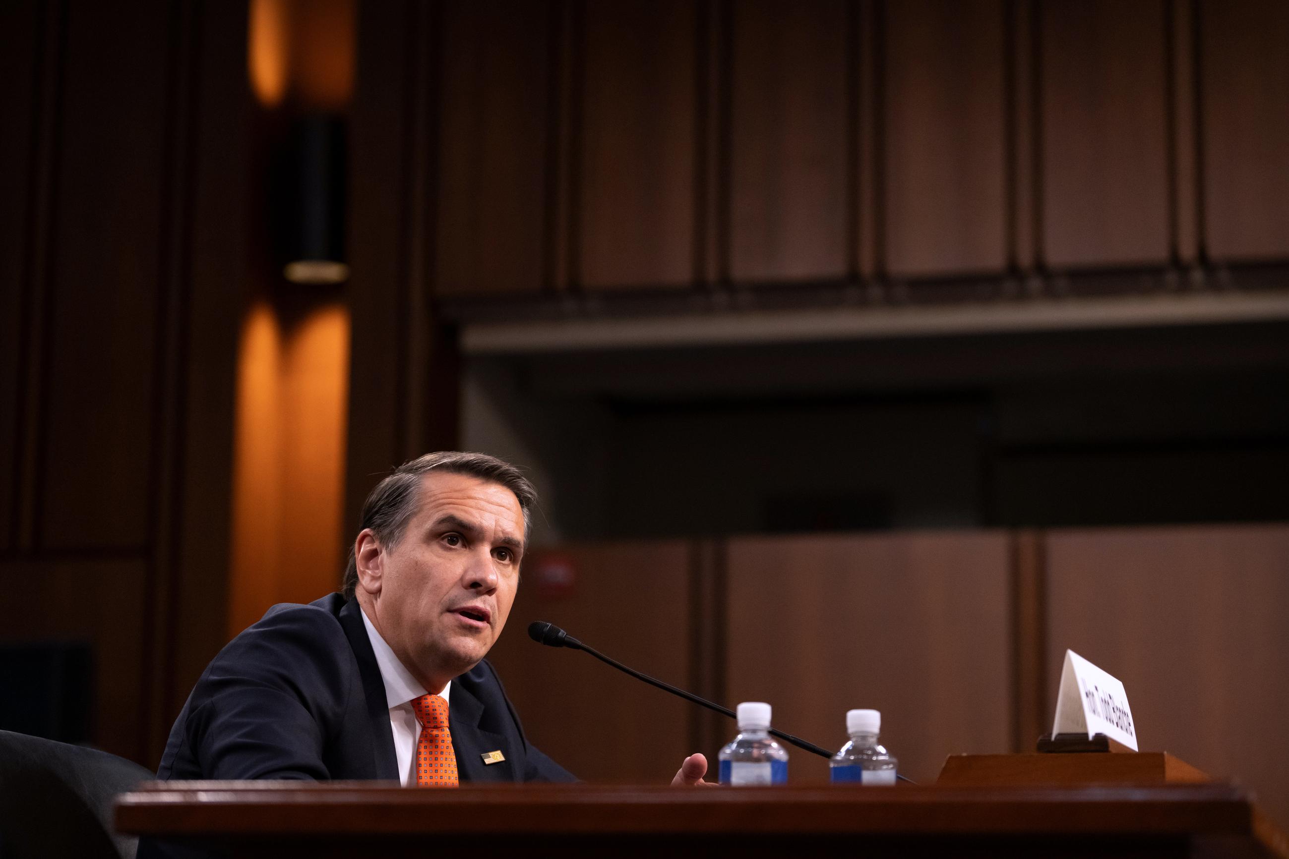 Acting Attorney General Todd Blanche appears before the Senate Judiciary Committee on Wednesday. (AP Photo/Mark Schiefelbein)
