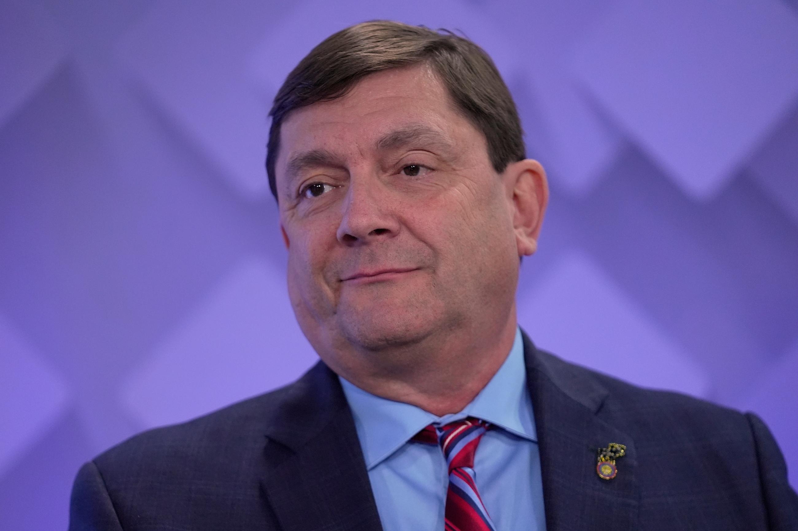 U.S. Senate candidate Troy Jackson takes part in a debate at the WCSH-6 television studio, Thursday, July 16, 2026, in Portland, Maine. (AP Photo/Robert F. Bukaty)