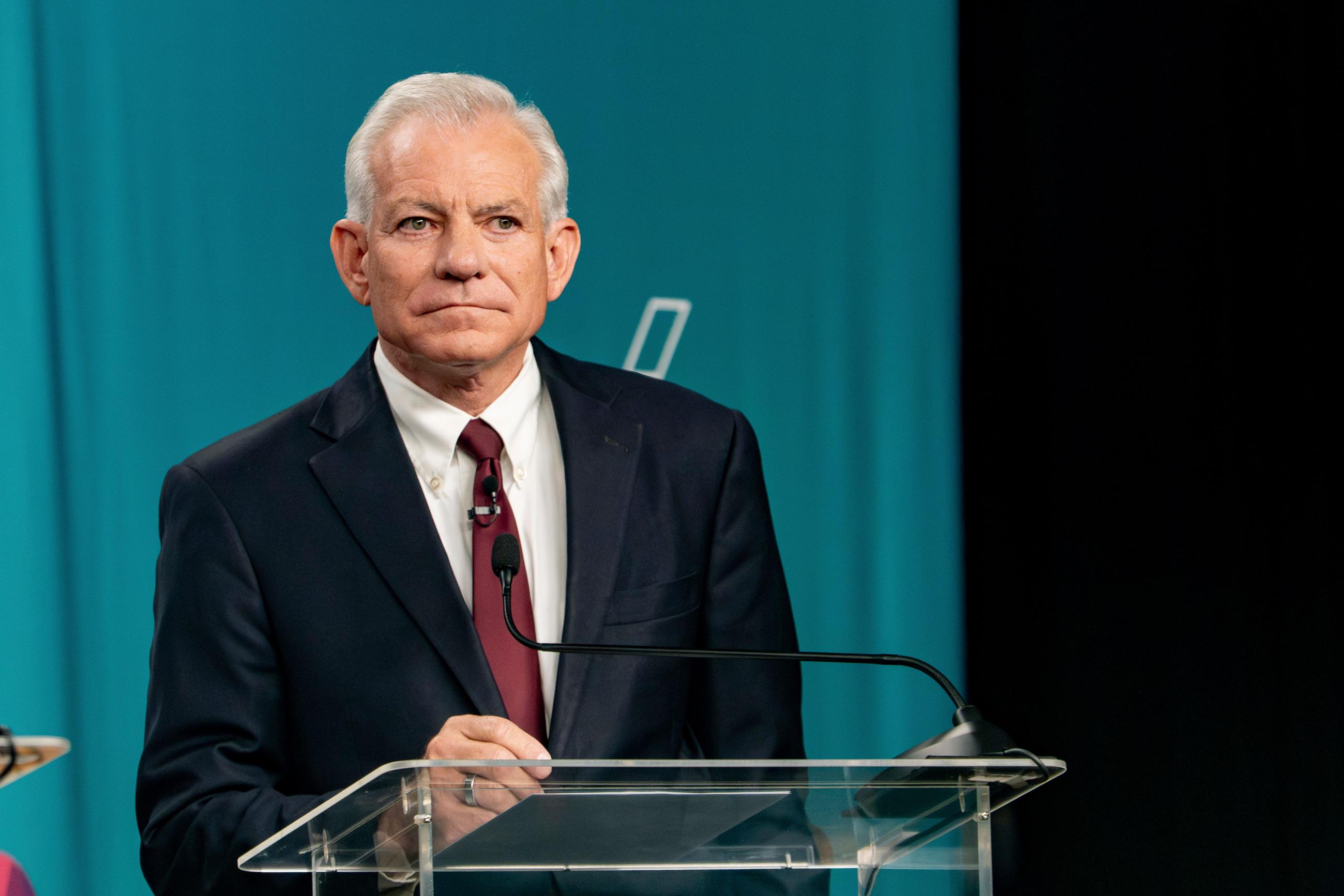 FILE - Rep. David Schweikert, R-Ariz., debates with his Republican opponents in the 2026 AZ Clean Elections governor primary debate, June 17, 2026, in Scottsdale, Ariz. (Diannie Chavez/The Arizona Republic via AP, Pool, File)
