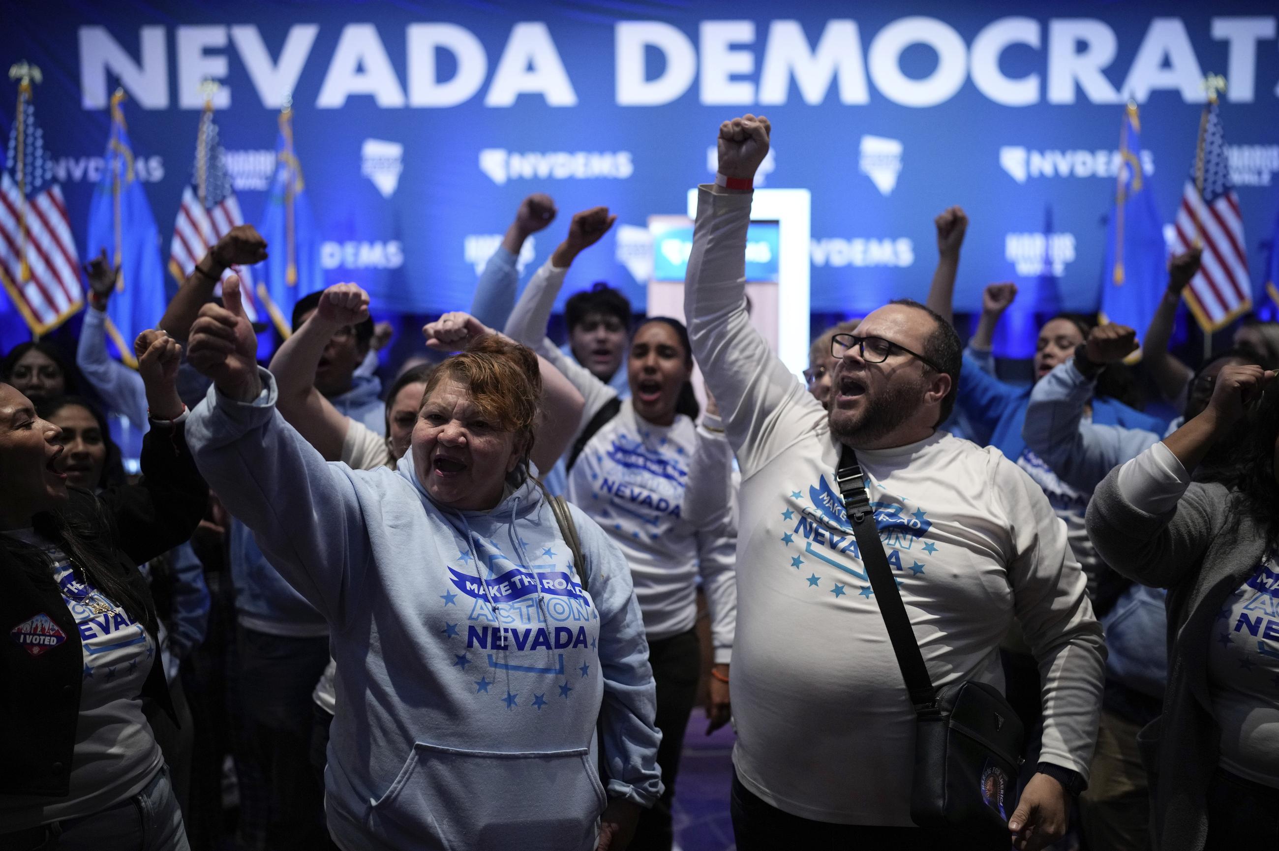 A watch party for Nevada Democrats on election night in 2024 in Las Vegas (AP Photo/John Locher)