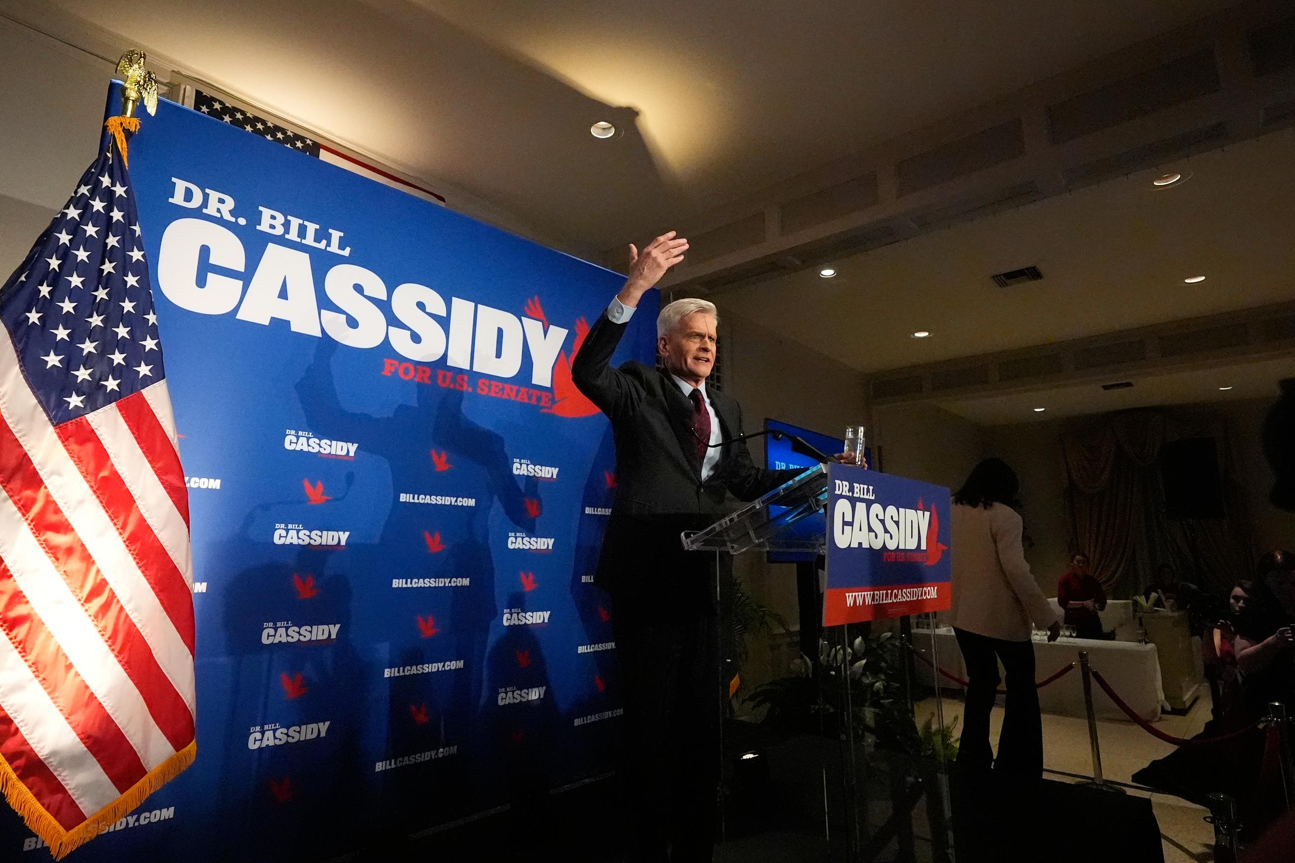 Cassidy speaks to supporters during an election night watch party in Baton Rouge, La., on May 16. (AP Photo/Gerald Herbert)