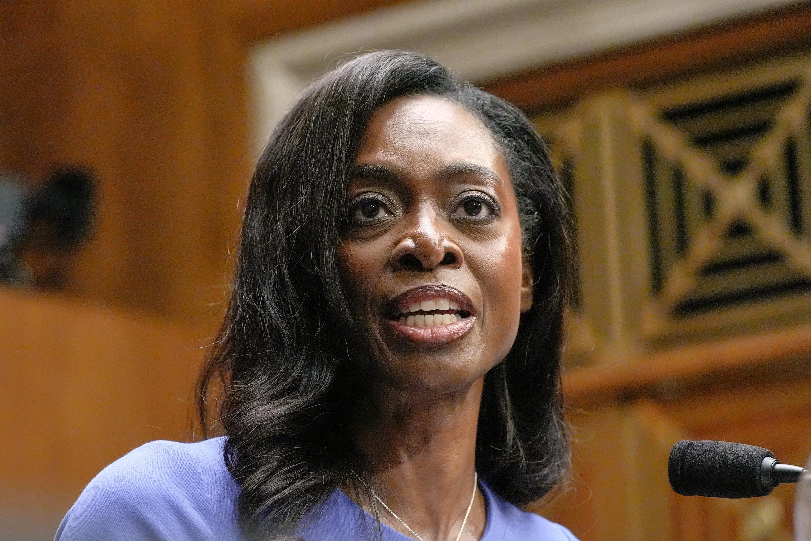 Erica Schwartz testifies during a Senate Health Education Labor and Pensions committee confirmation hearing to be the director of the Centers for Disease Control and Prevention on Capitol Hill, Wednesday, July 15, 2026, in Washington. (AP Photo/Mariam Zuhaib)