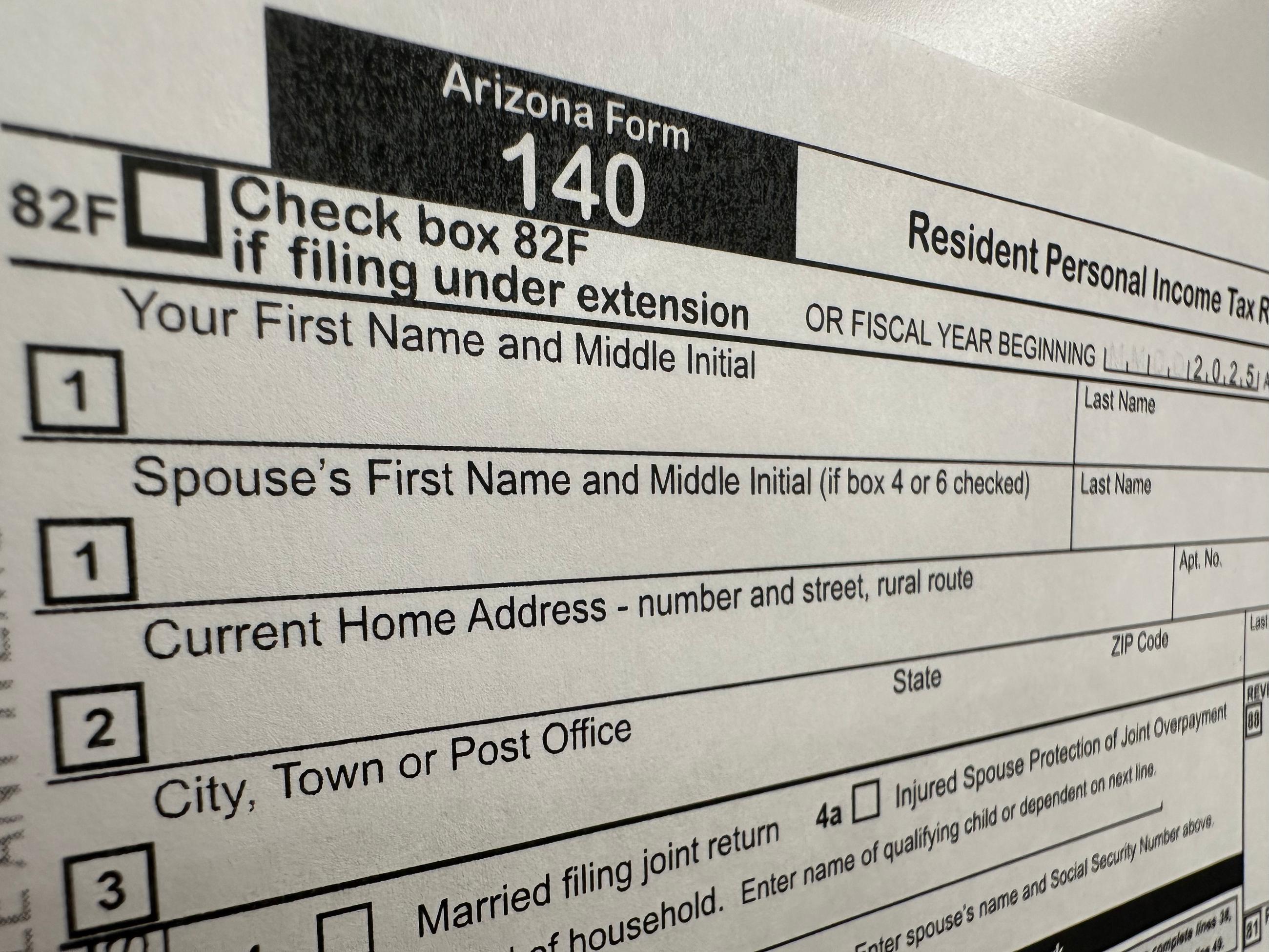 An Arizona state personal income-tax form (AP Photo/David A. Lieb)
