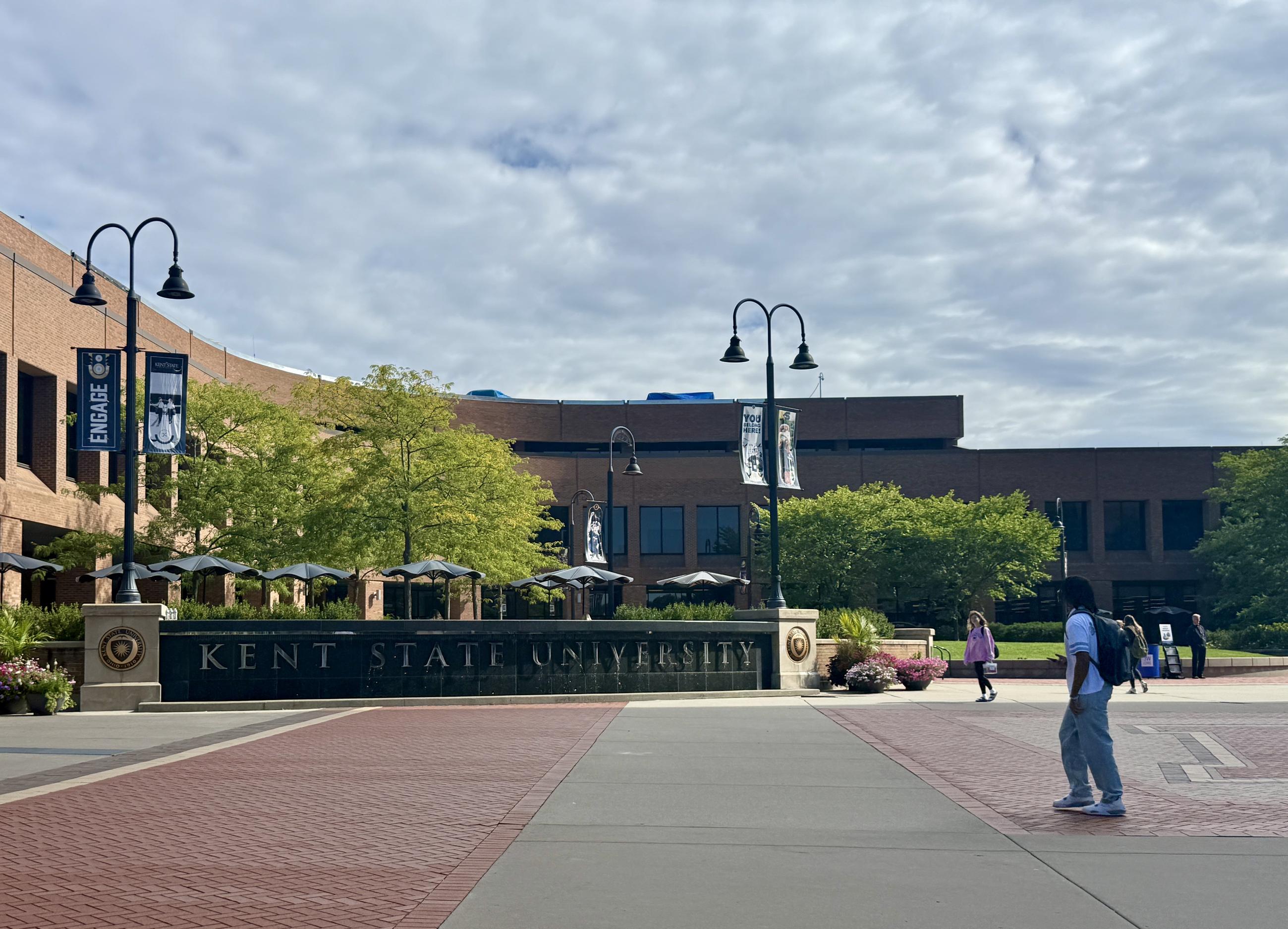Students arrive at Kent State University on the first day of classes of the fall semester. August 2026