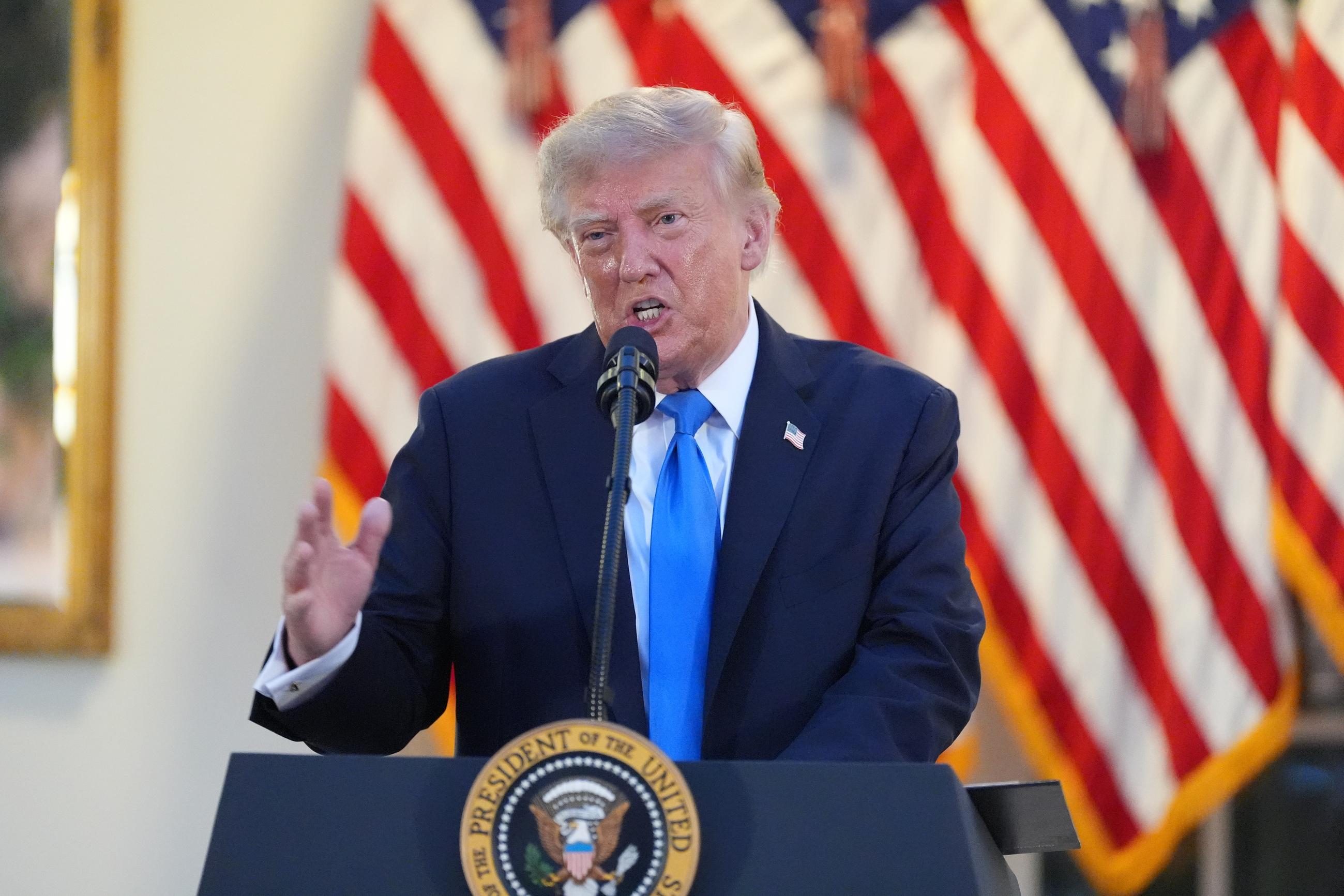 President Donald Trump speaks during an event with Republican lawmakers in the Rose Garden of the White House, Wednesday, Sept. 2, 2026, in Washington. (AP Photo/Alex Brandon)