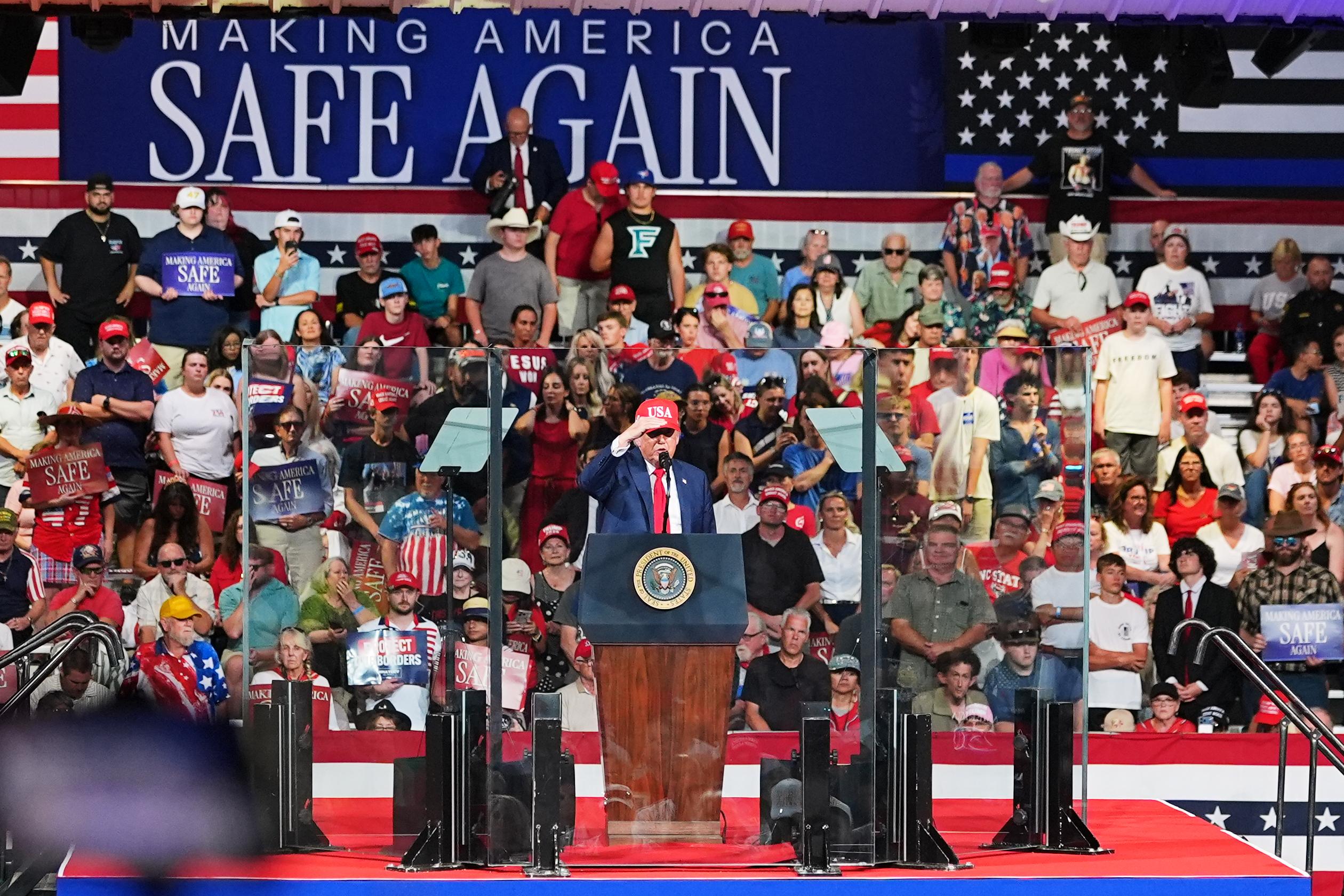 President Trump speaks during a campaign rally in Gastonia, N.C., on Sept. 16. (AP Photo/Matt Kelley)