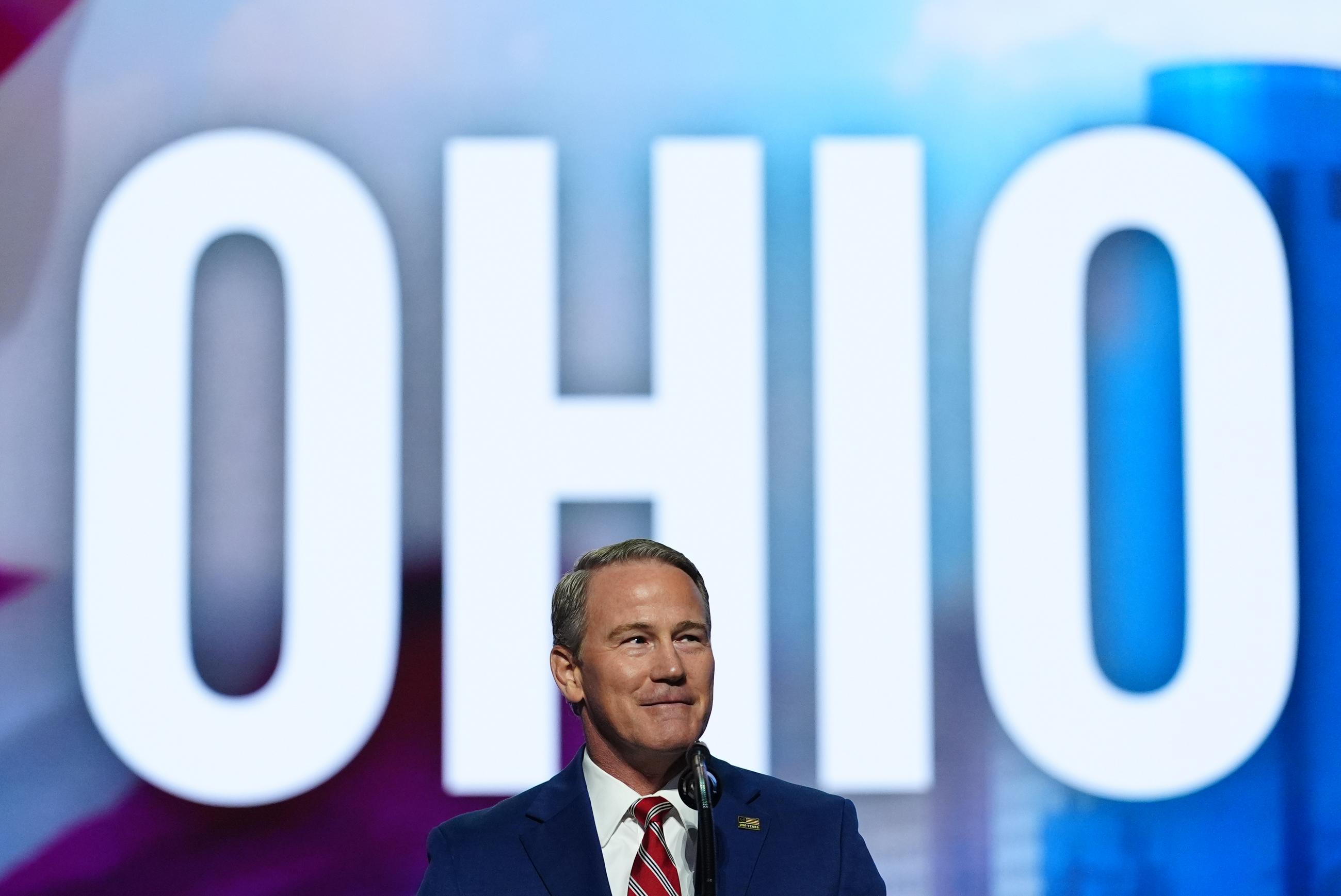 Sen. Jon Husted speaks at the Republican convention in Dallas on Sept. 9. (AP Photo/Julia Demaree Nikhinson)