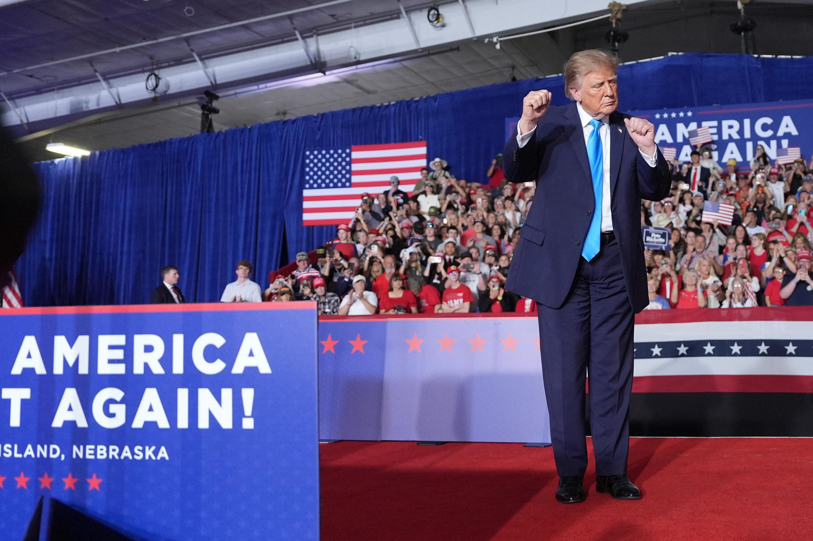 President Trump at a campaign rally in Grand Island, Neb., on Monday (AP Photo/Alex Brandon)