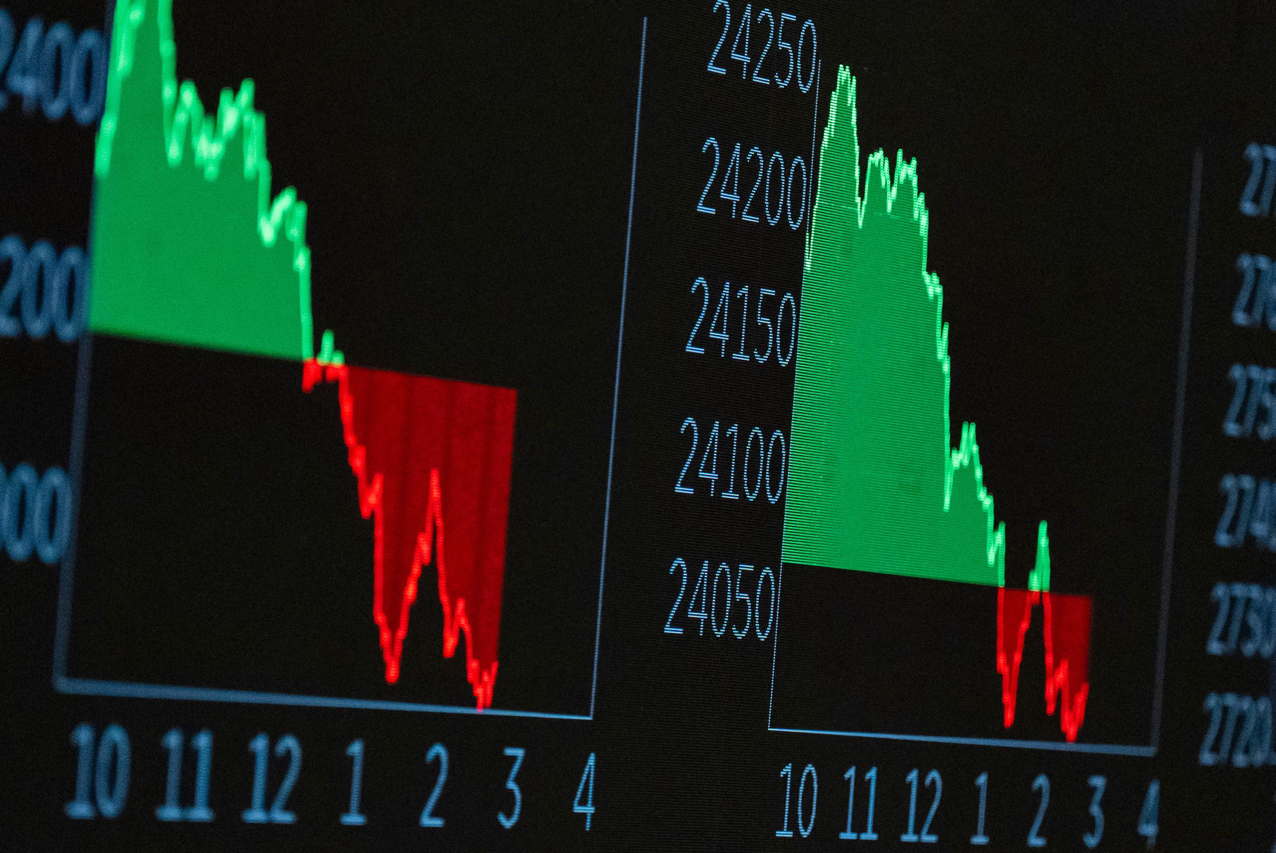 Market information is displayed on a screen on the floor of the New York Stock Exchange on Friday. (AP Photo/Yuki Iwamura)