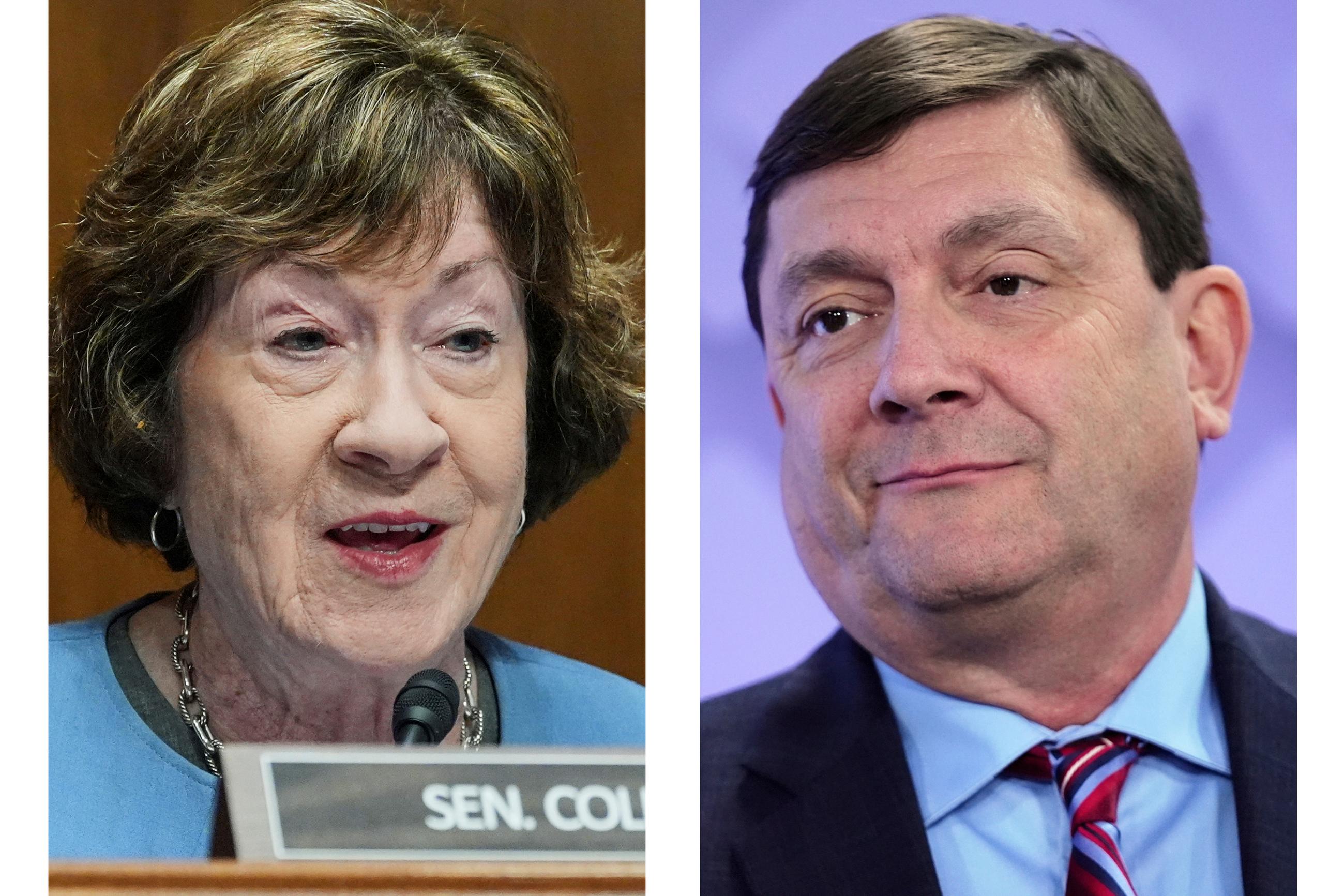 Sen. Susan Collins of Maine and her Democratic challenger, Troy Jackson AP Photo/Mariam Zuhaib, Robert F. Bukaty)